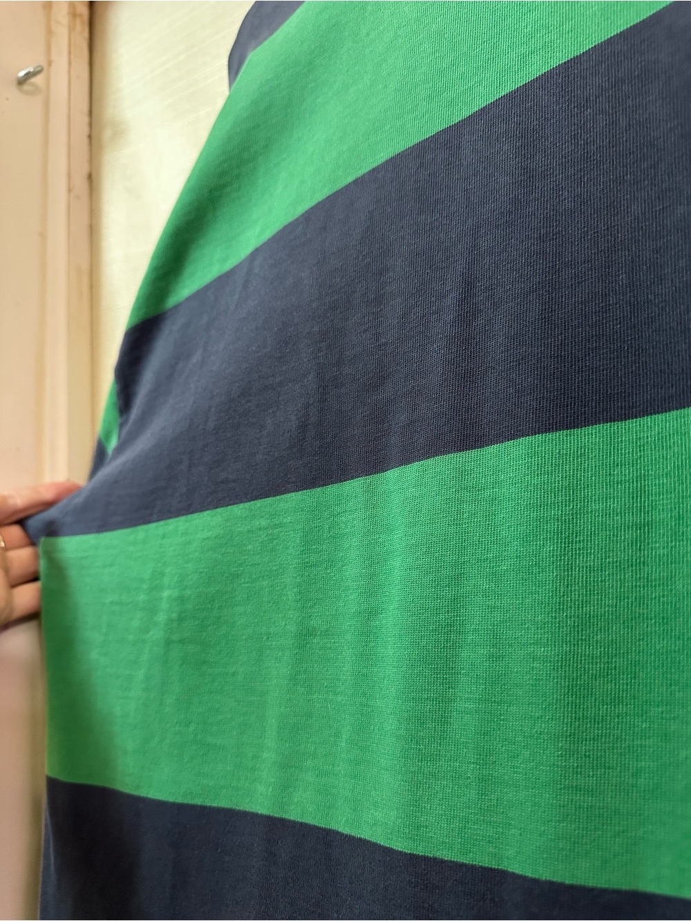Vintage Y2K GUESS Jeans Rugby Shirt Green Blue Striped Oversized Long Sleeve - Picture 6 of 6